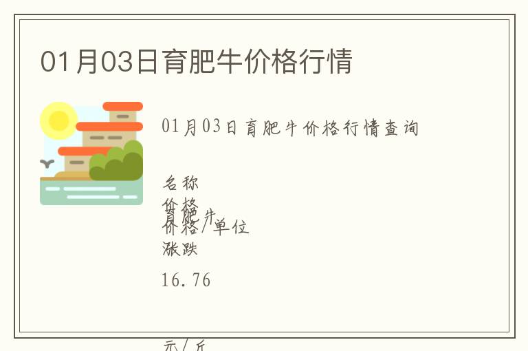 01月03日育肥牛價格行情
