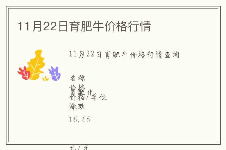 11月22日育肥牛價格行情
