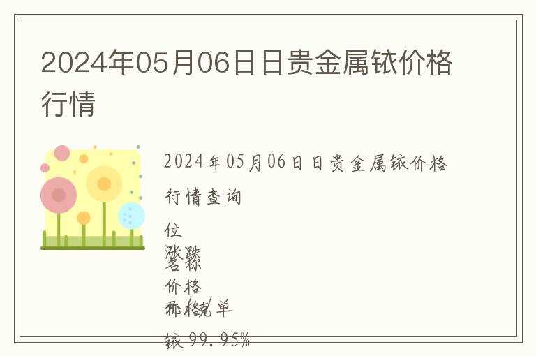 2024年05月06日日貴金屬銥價格行情