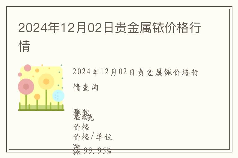 2024年12月02日貴金屬銥價格行情