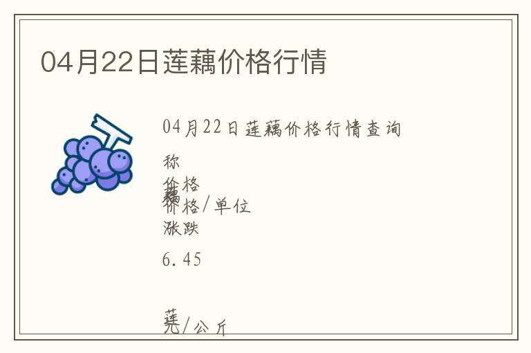04月22日蓮藕價格行情