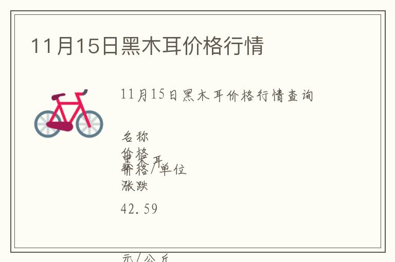 11月15日黑木耳價格行情