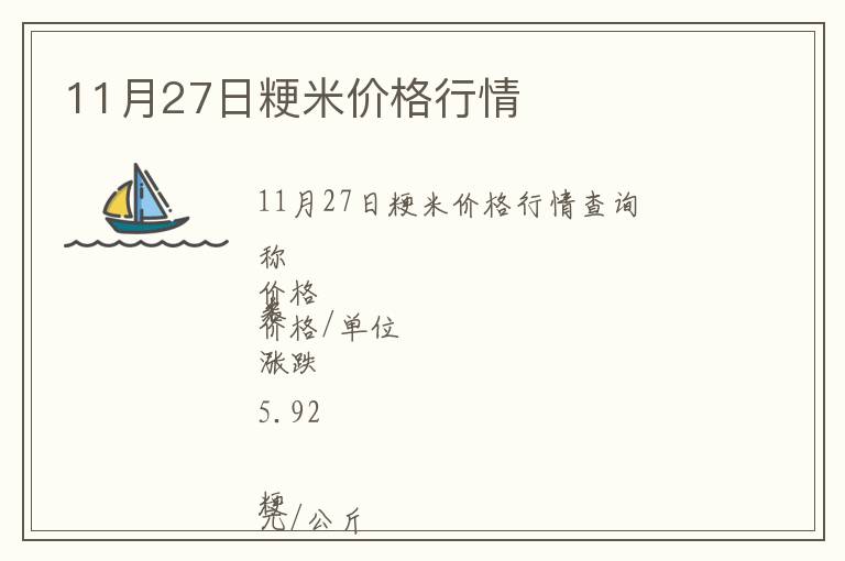 11月27日粳米價格行情
