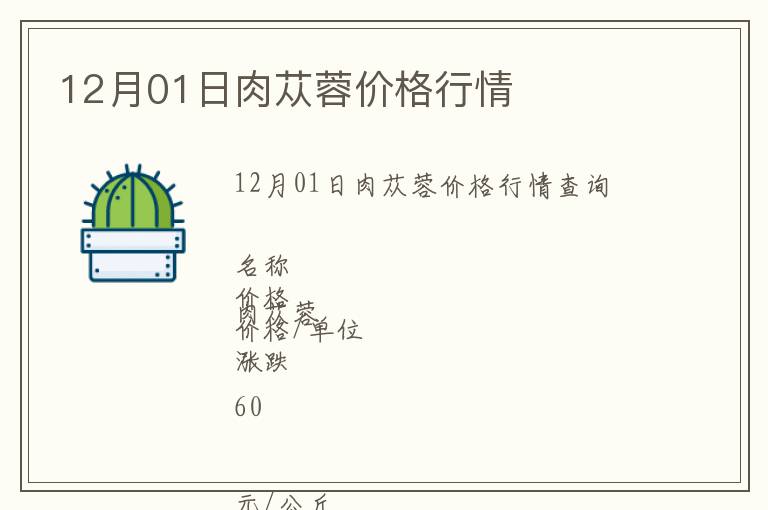 12月01日肉蓯蓉價格行情