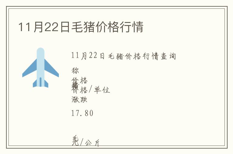 11月22日毛豬價格行情