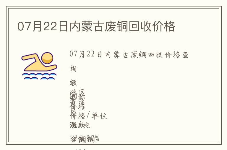 07月22日內蒙古廢銅回收價格