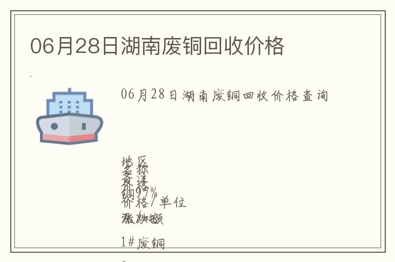 06月28日湖南廢銅回收價格