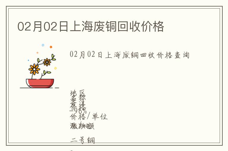 02月02日上海廢銅回收價格