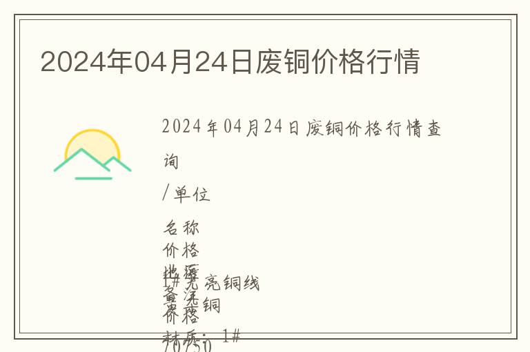 2024年04月24日廢銅價格行情