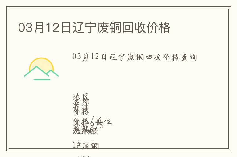 03月12日遼寧廢銅回收價格