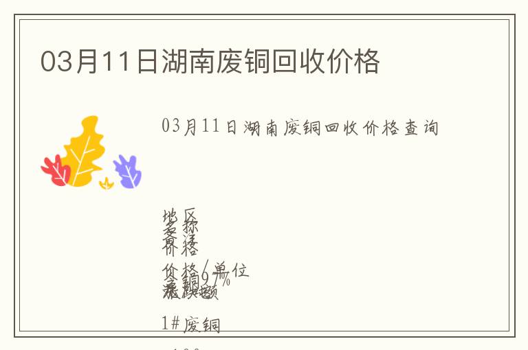 03月11日湖南廢銅回收價格