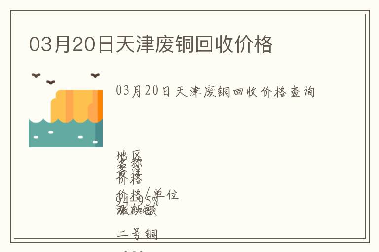 03月20日天津廢銅回收價格