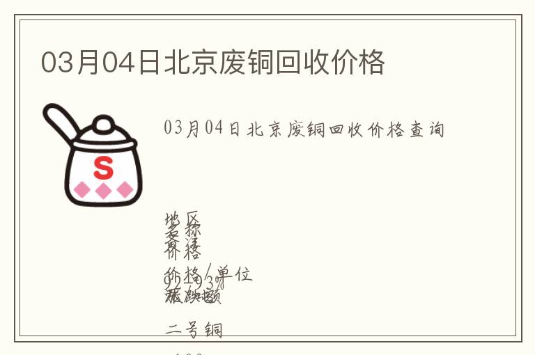 03月04日北京廢銅回收價格