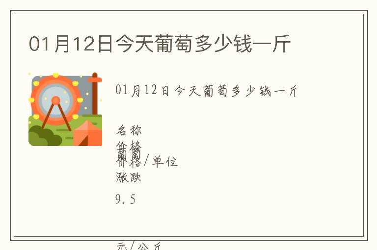 01月12日今天葡萄多少錢一斤