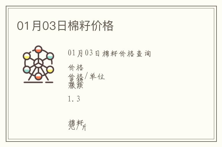 01月03日棉籽價格