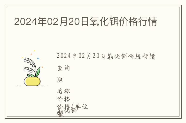 2024年02月20日氧化鉺價格行情