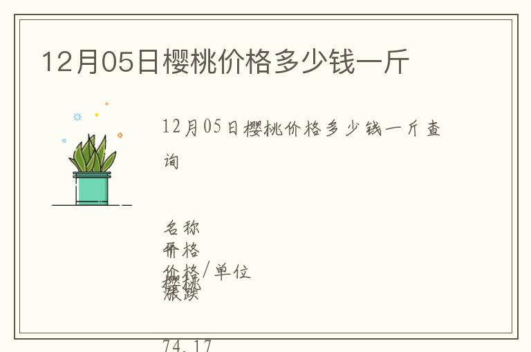 12月05日櫻桃價格多少錢一斤