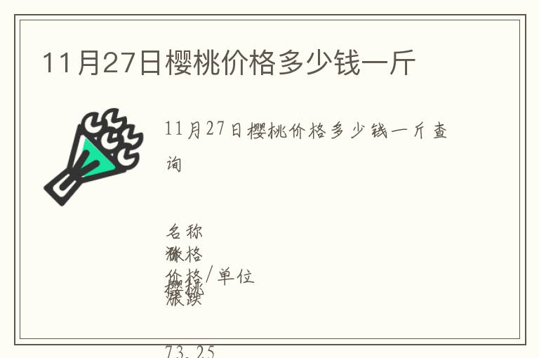 11月27日櫻桃價格多少錢一斤