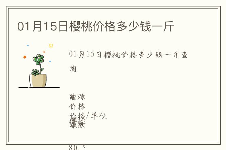 01月15日櫻桃價格多少錢一斤