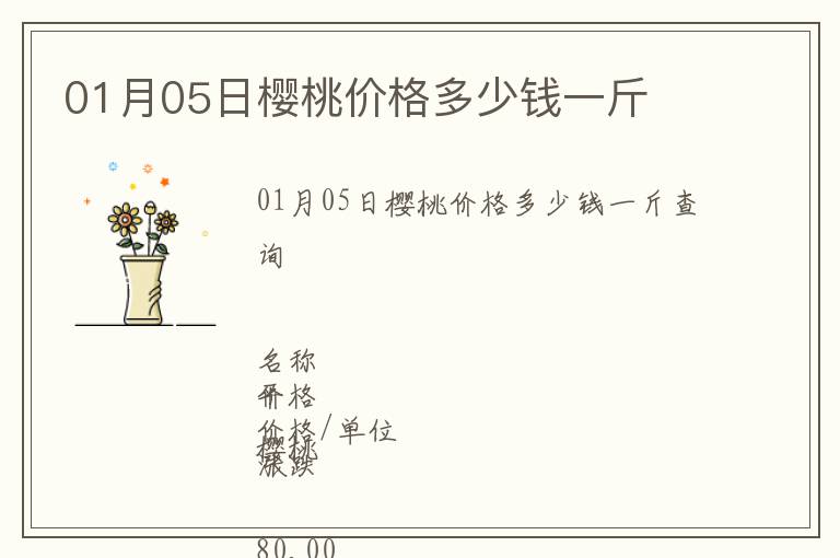 01月05日櫻桃價格多少錢一斤