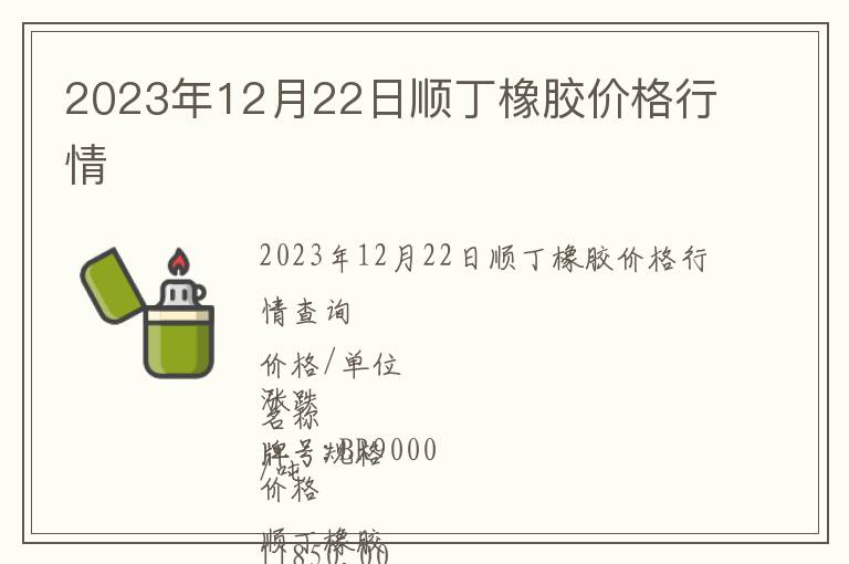 2023年12月22日順丁橡膠價格行情