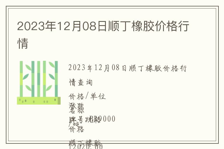 2023年12月08日順丁橡膠價格行情