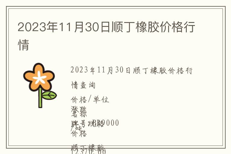 2023年11月30日順丁橡膠價格行情