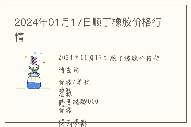 2024年01月17日順丁橡膠價格行情