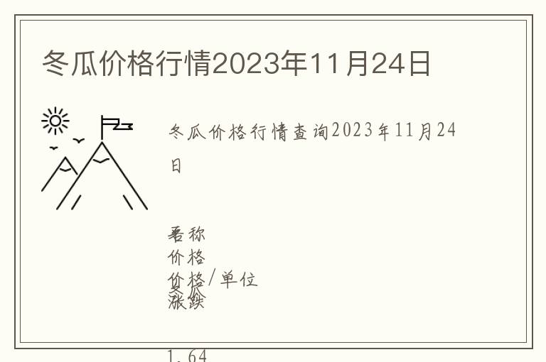 冬瓜價格行情2023年11月24日