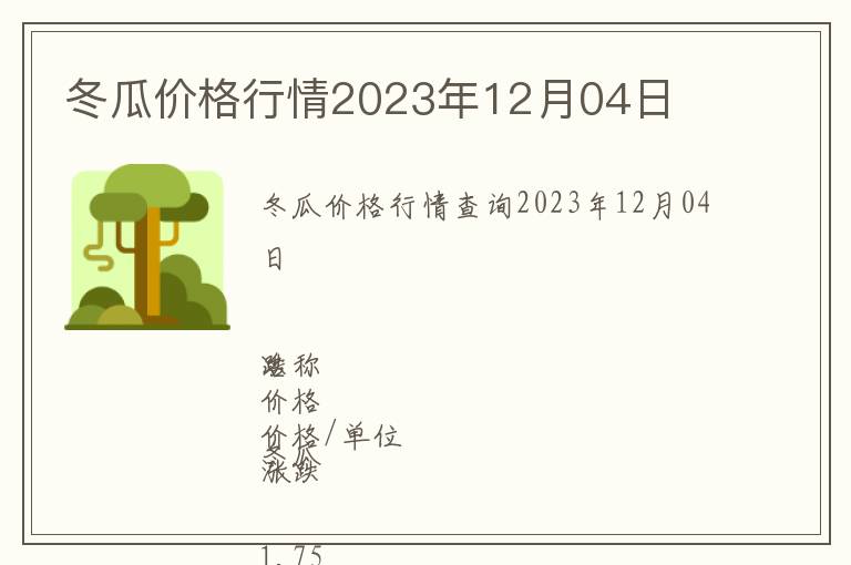 冬瓜價格行情2023年12月04日
