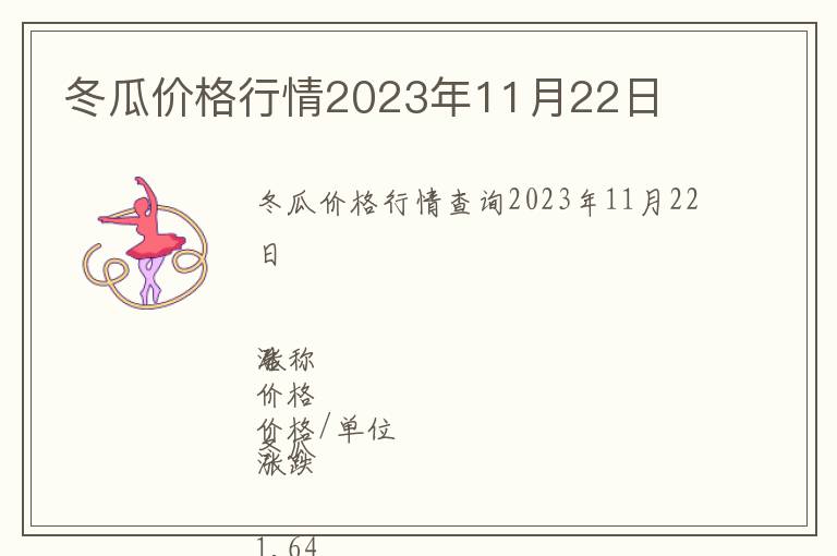 冬瓜價格行情2023年11月22日