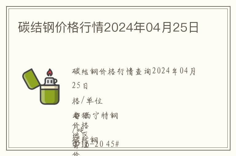 碳結鋼價格行情2024年04月25日