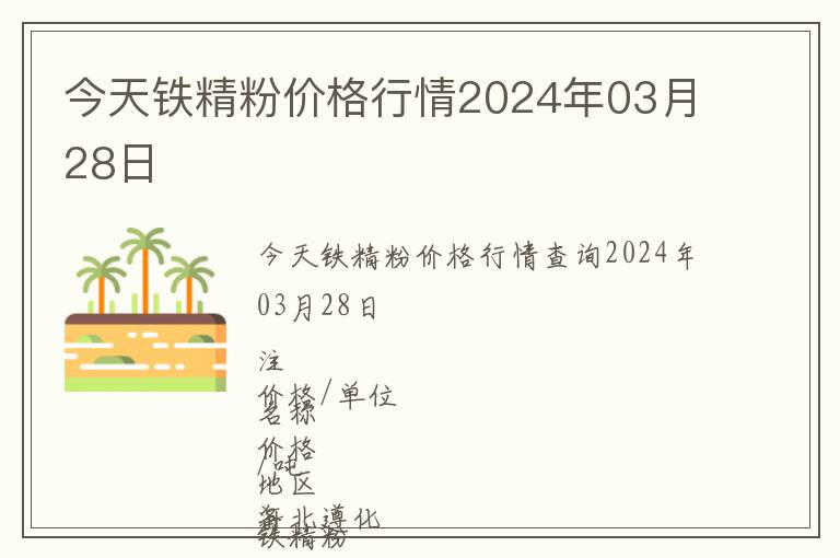 今天鐵精粉價格行情2024年03月28日
