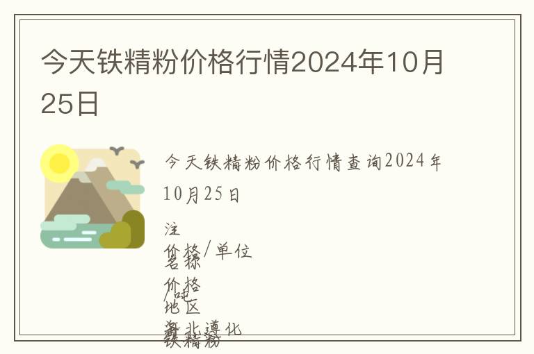 今天鐵精粉價格行情2024年10月25日