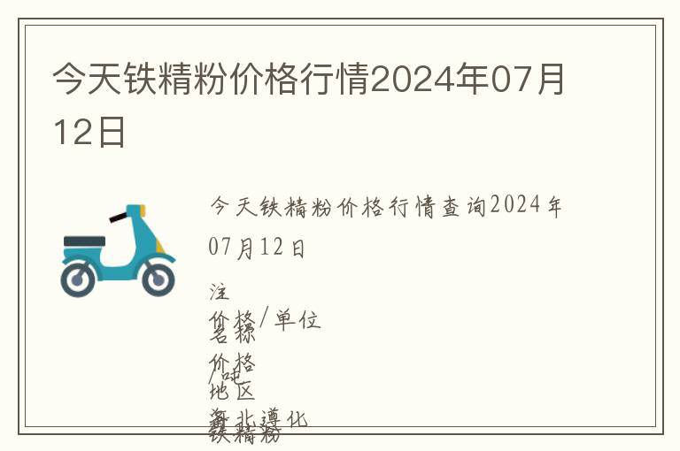 今天鐵精粉價格行情2024年07月12日