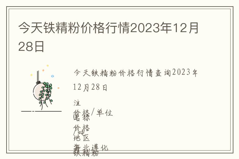 今天鐵精粉價格行情2023年12月28日
