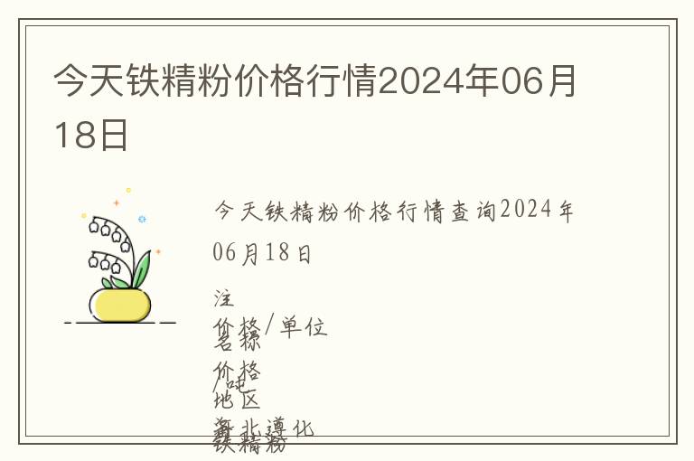 今天鐵精粉價格行情2024年06月18日