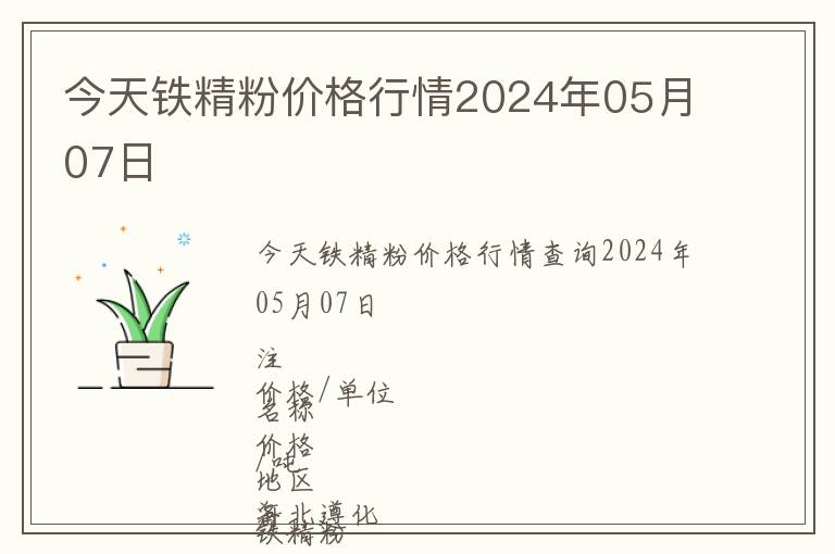 今天鐵精粉價格行情2024年05月07日