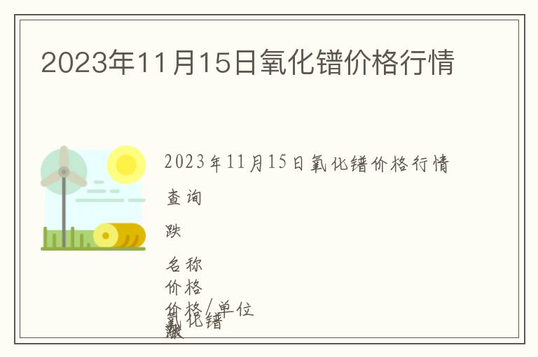 2023年11月15日氧化鐠價格行情