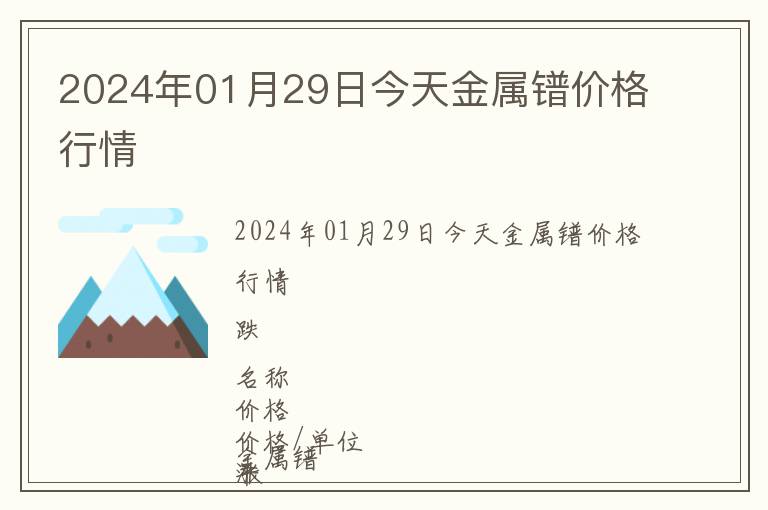 2024年01月29日今天金屬鐠價格行情