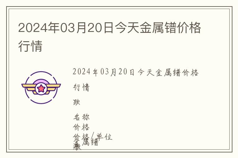 2024年03月20日今天金屬鐠價格行情