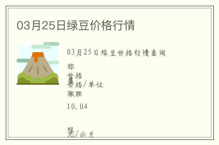 03月25日綠豆價格行情