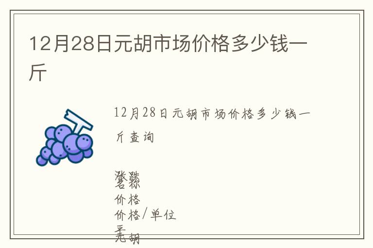 12月28日元胡市場價格多少錢一斤