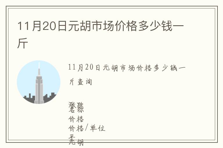 11月20日元胡市場價格多少錢一斤