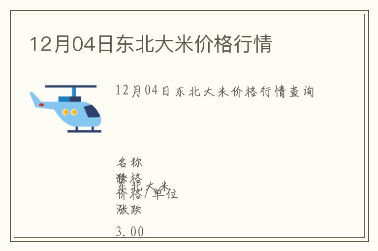 12月04日東北大米價格行情
