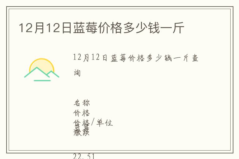 12月12日藍莓價格多少錢一斤