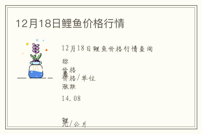12月18日鯉魚價格行情