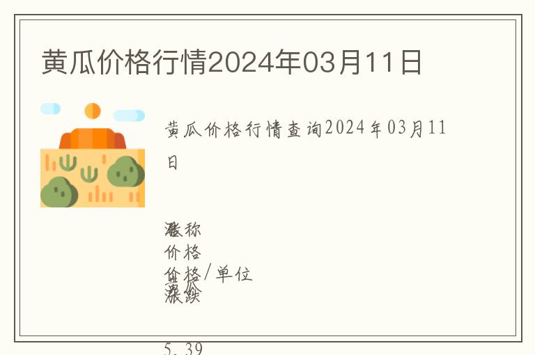 黃瓜價格行情2024年03月11日