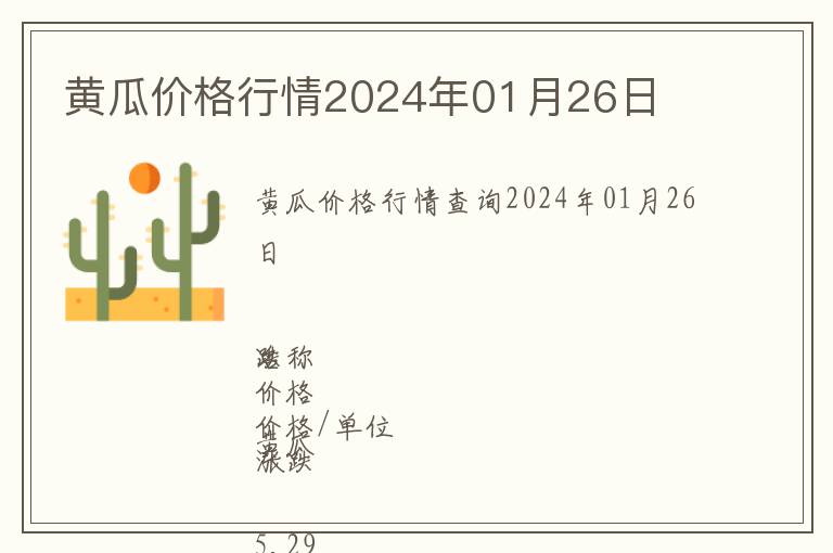 黃瓜價格行情2024年01月26日