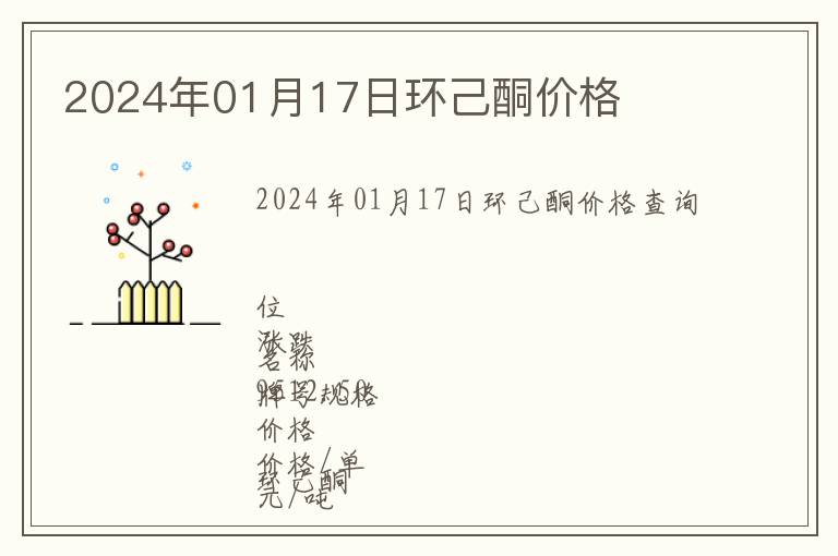 2024年01月17日環己酮價格